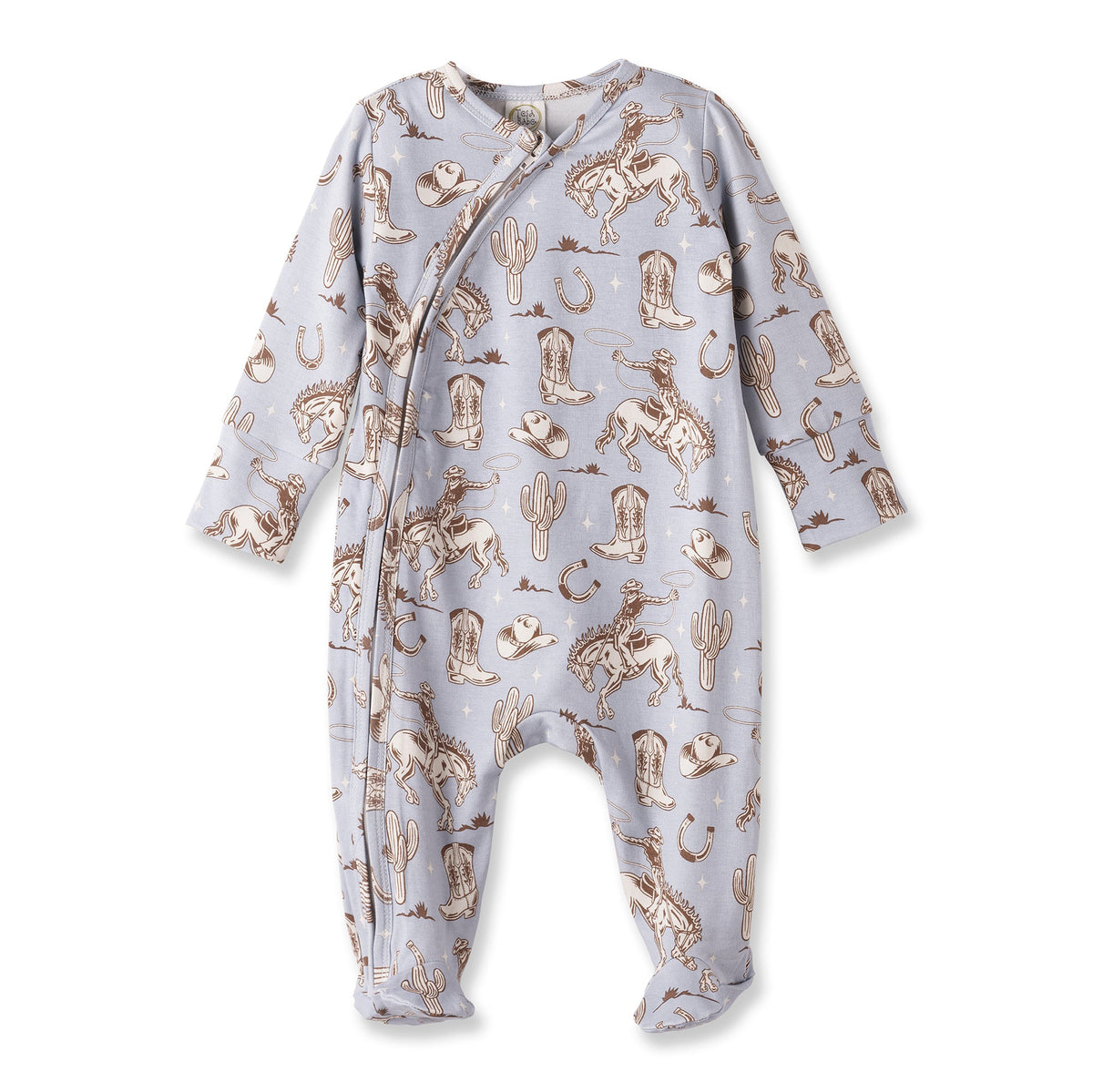 Wild Wrangler/Blue Western Baby Boy Bamboo Zipper Romper - Shop Avnu