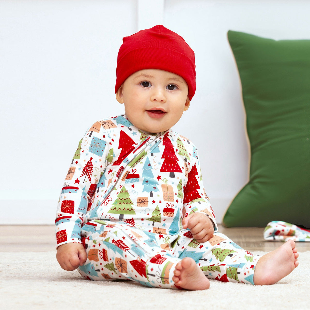 Christmas Merry Baby Bamboo Zipper Romper - Family Matching - Shop Avnu