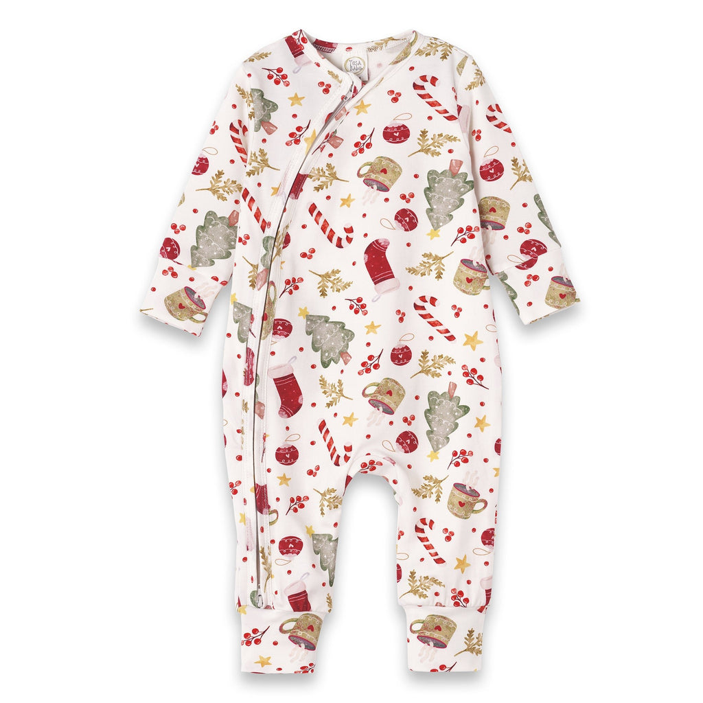 Bamboo Holiday Baby Zip Romper – Christmas One - Piece Pajamas - Shop Avnu