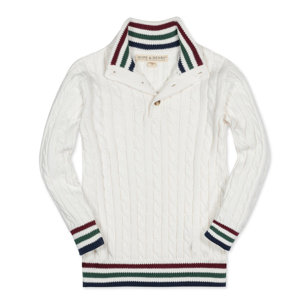 Organic Mock Neck Cable Sweater