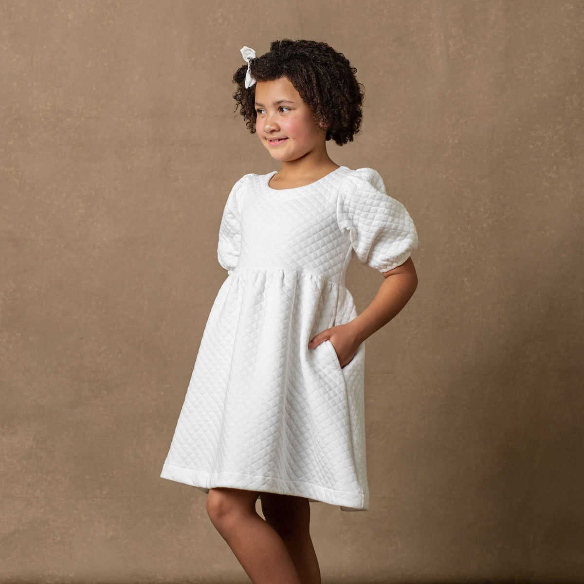 Quilted Puff Sleeve Dress