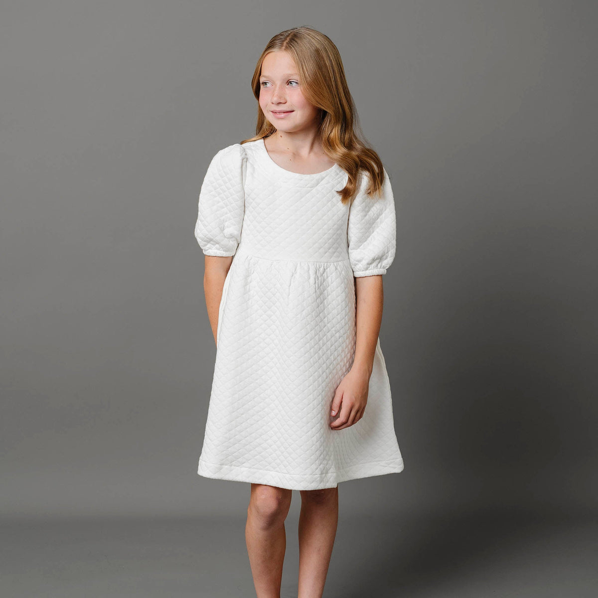 Quilted Puff Sleeve Dress
