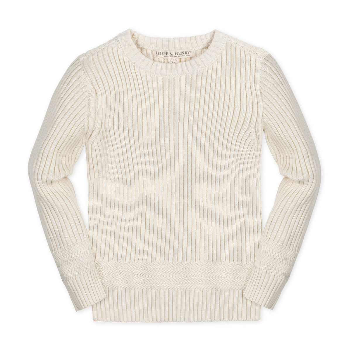 Organic Herringbone Detail Crew Neck Sweater
