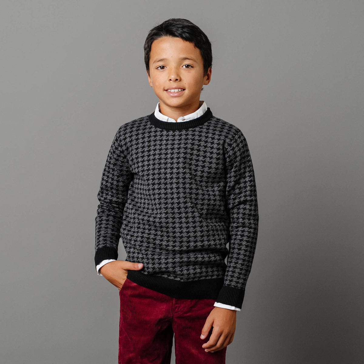 Organic Intarsia Crew Neck Sweater