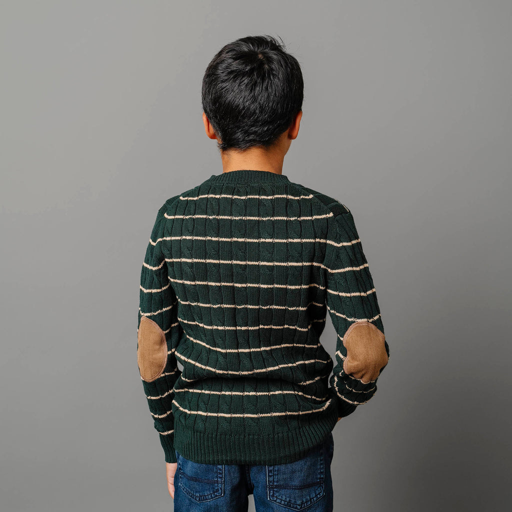 Organic Sweater Henley with Elbow Patches