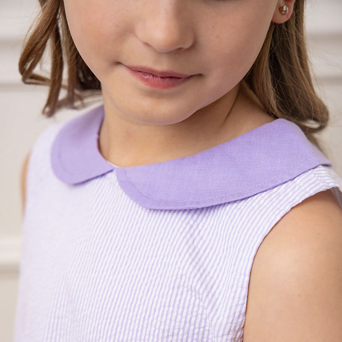 Organic Seersucker Peter Pan Collar Dress - Baby