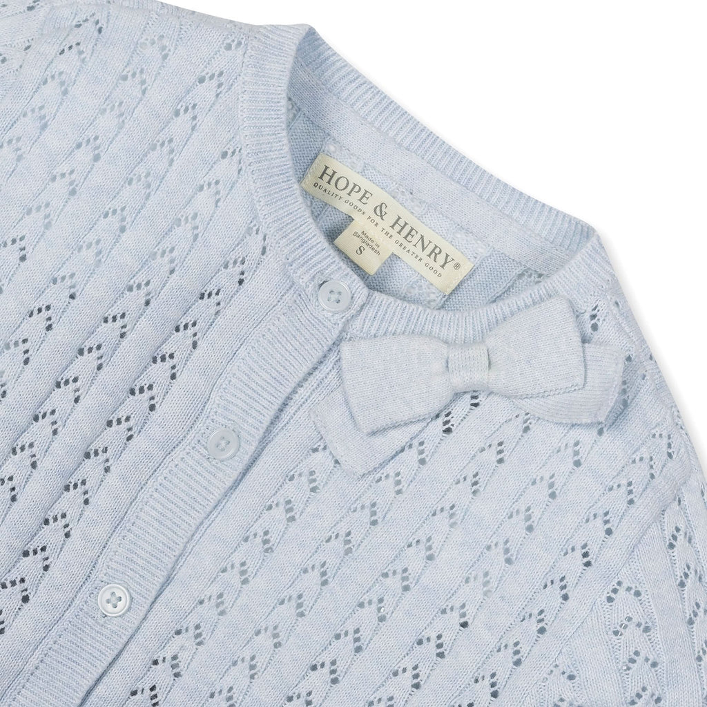 Organic Pointelle Bow Cardigan - Baby