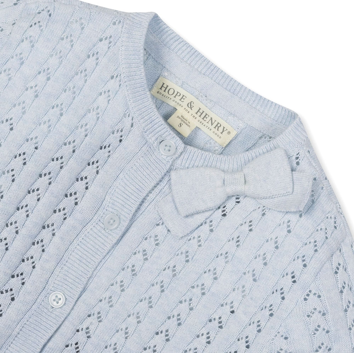 Organic Pointelle Bow Cardigan - Baby