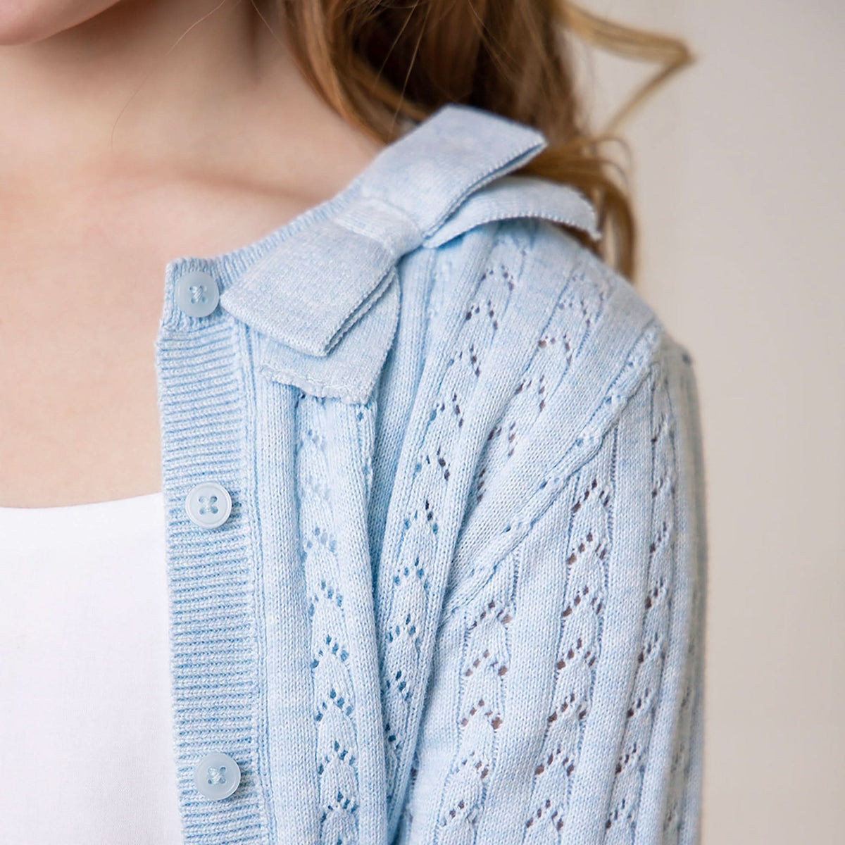 Organic Pointelle Bow Cardigan - Baby