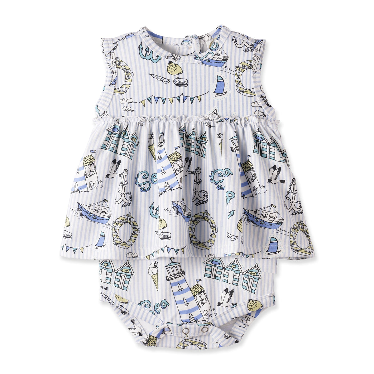 Seashore Skirted Bodysuit – Bamboo Baby Girl One - Piece - Shop Avnu