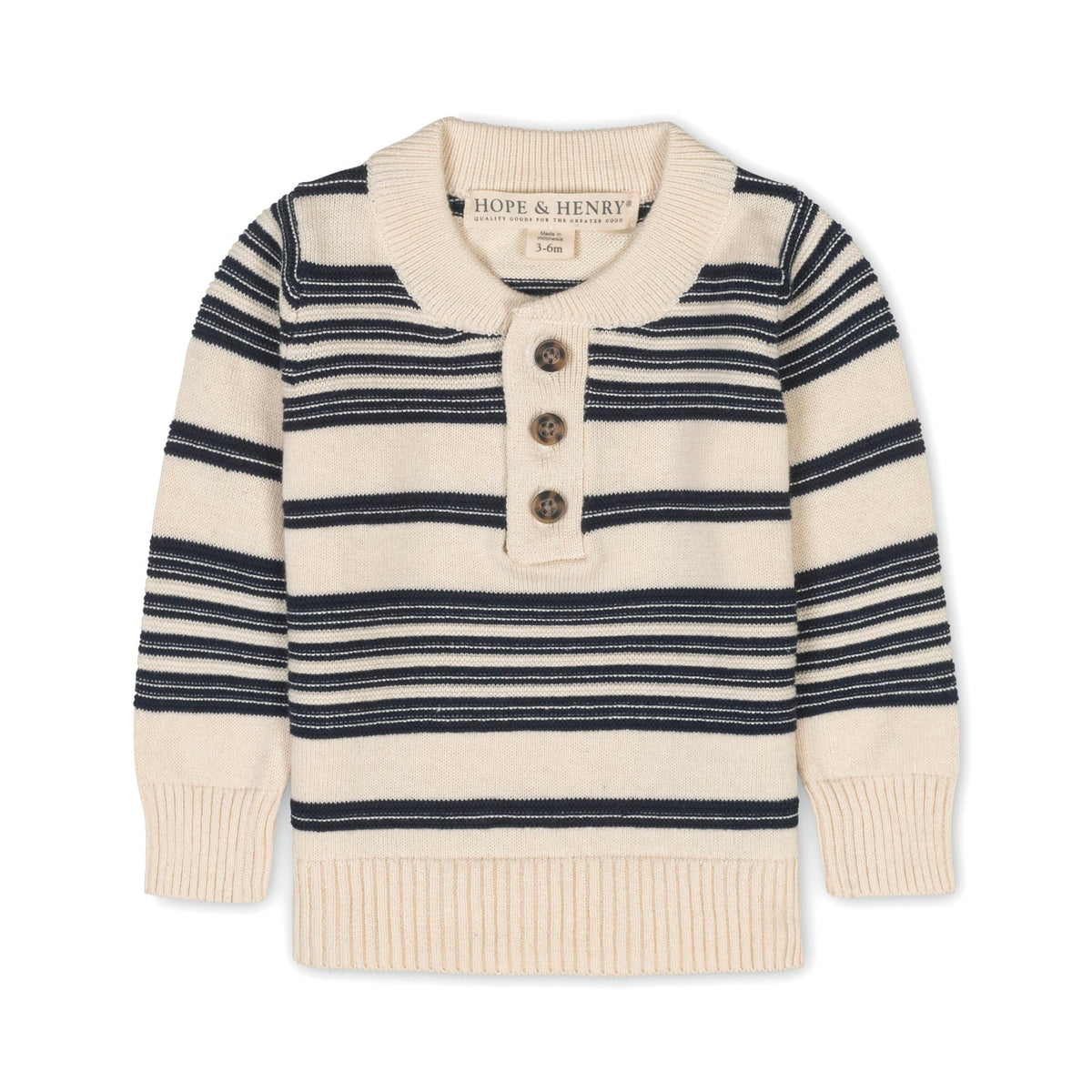 Organic Sweater Henley with Elbow Patches