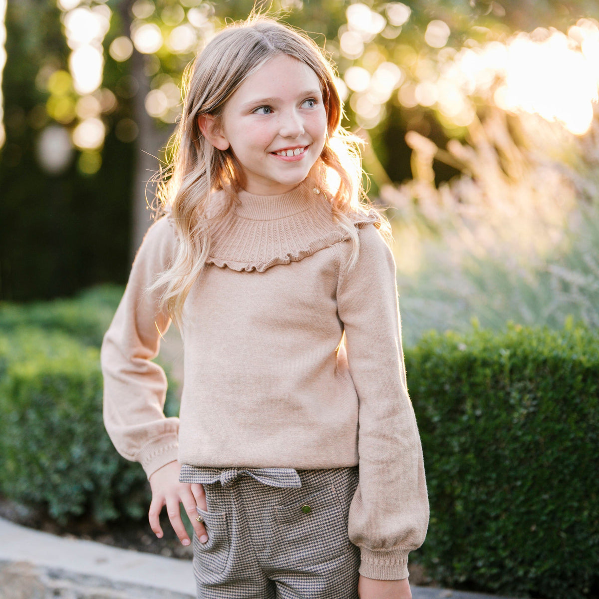 Organic Mock Neck Ruffle Sweater