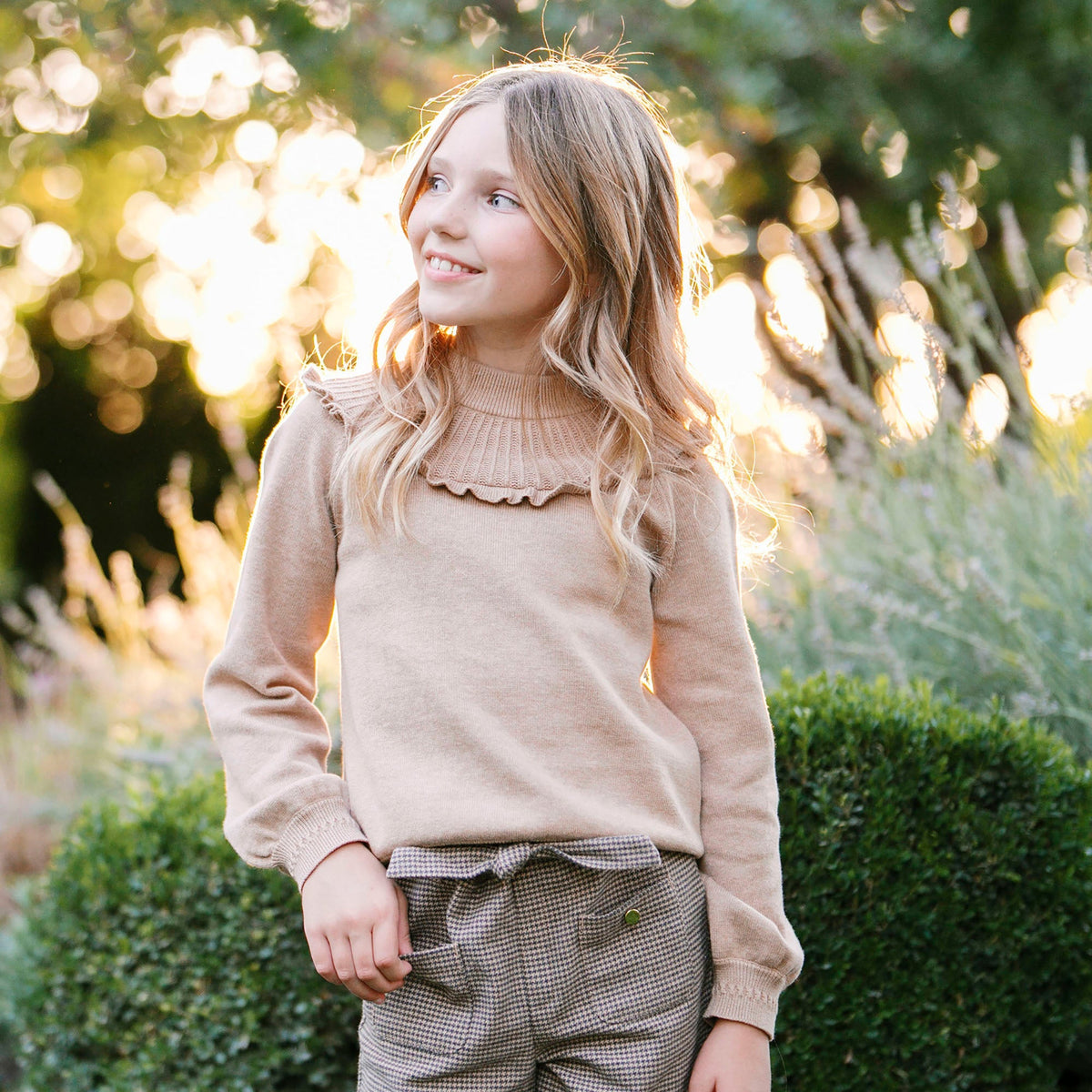 Organic Mock Neck Ruffle Sweater