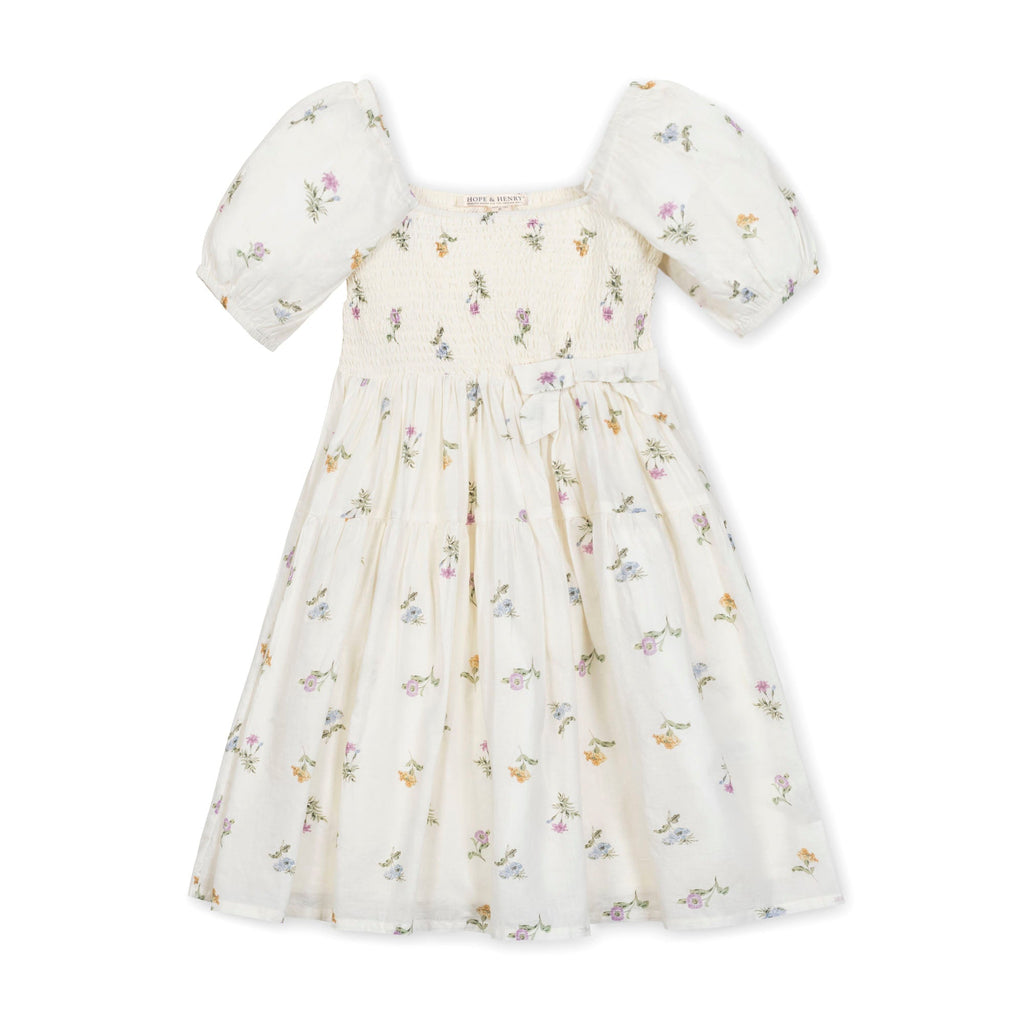 Organic Smocked Bubble Sleeve Dress