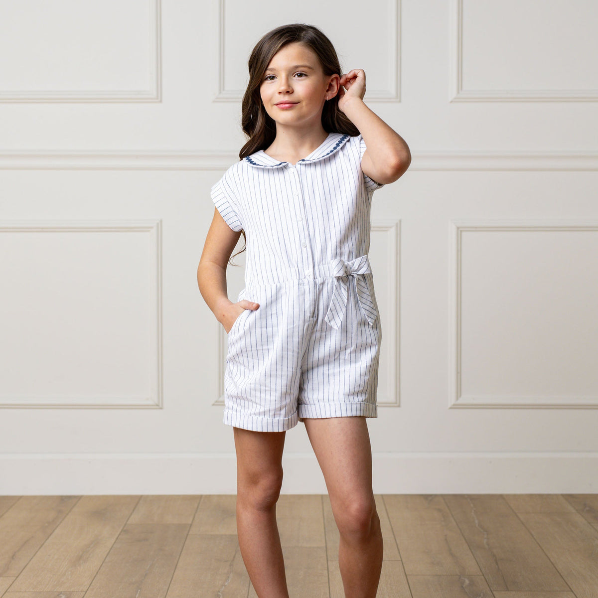 Linen Collared Button Front Romper