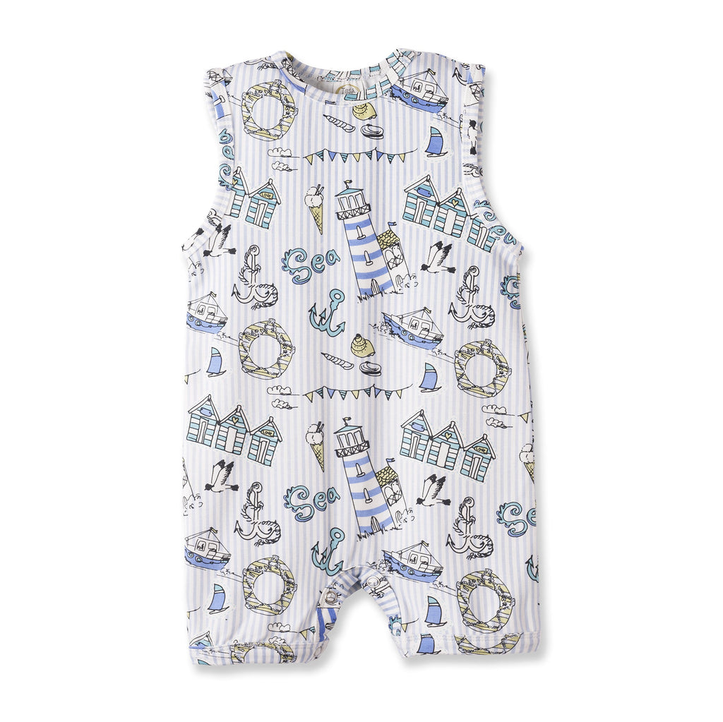 Seashore Shortall Romper – Bamboo Baby Neutral One Piece - Shop Avnu