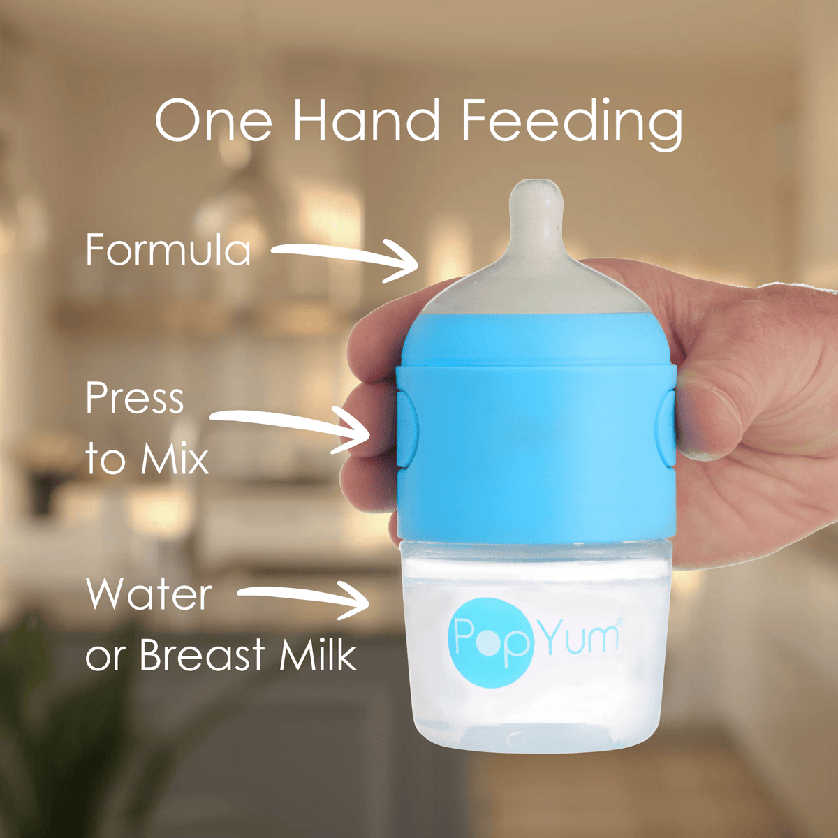 PopYum Blue Baby Bottle 4 - Pack Set with White Drying Rack & Clear Drying Mat Bundle - Shop Avnu