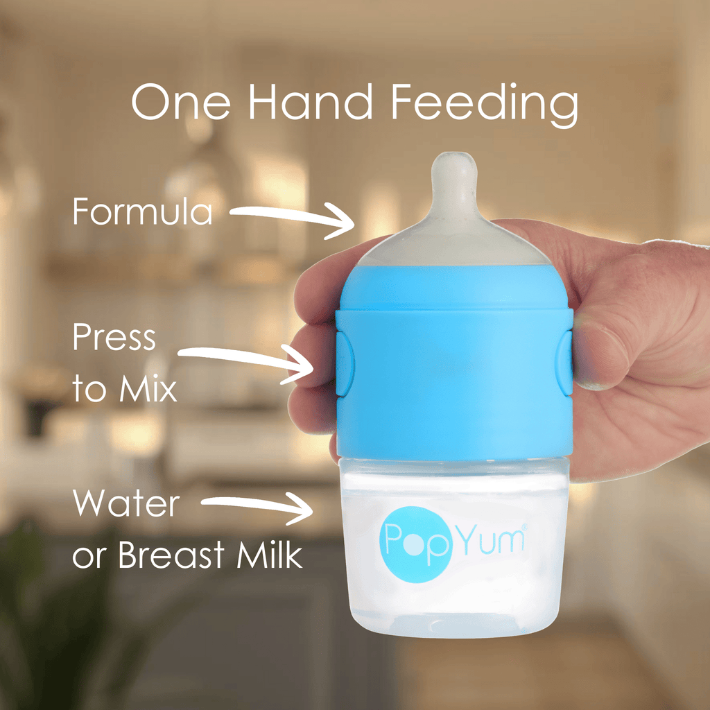 PopYum Blue Formula Making Baby Bottle 4 - Pack Set with Gray Drying Rack Bundle - Shop Avnu