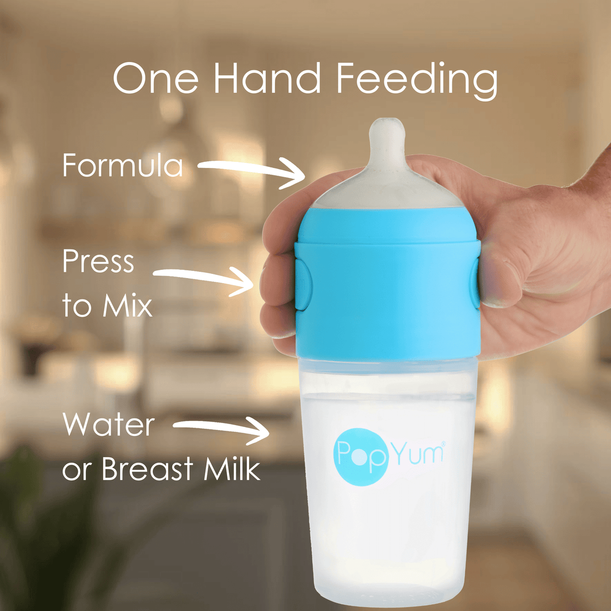 PopYum 9 oz Blue Formula Making Baby Bottle 3 - Pk with White Drying Rack & Clear Drying Mat Bundle - Shop Avnu