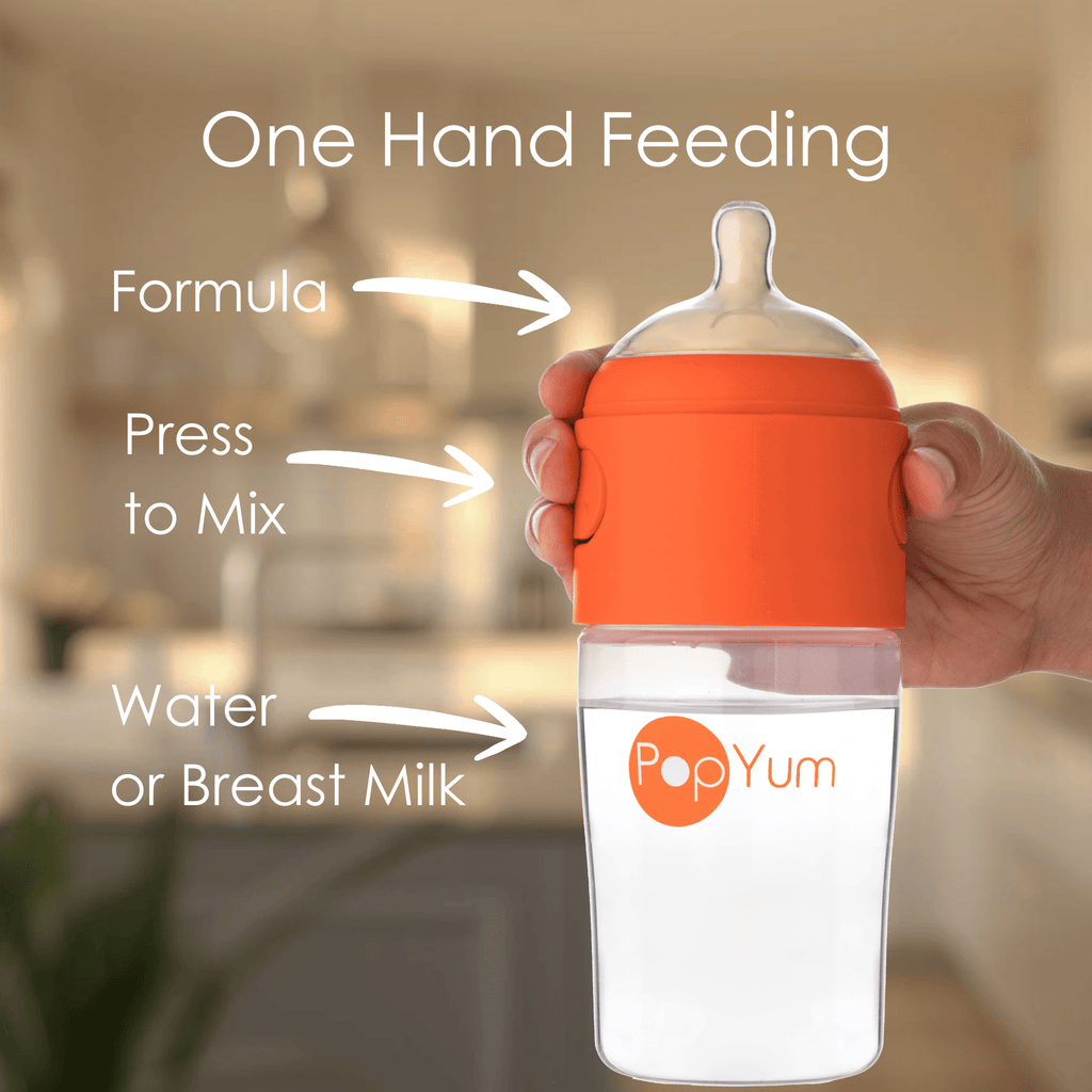 PopYum 9 oz Orange Formula Making Baby Bottle 3 - Pack with Gray Drying Rack Bundle - Shop Avnu