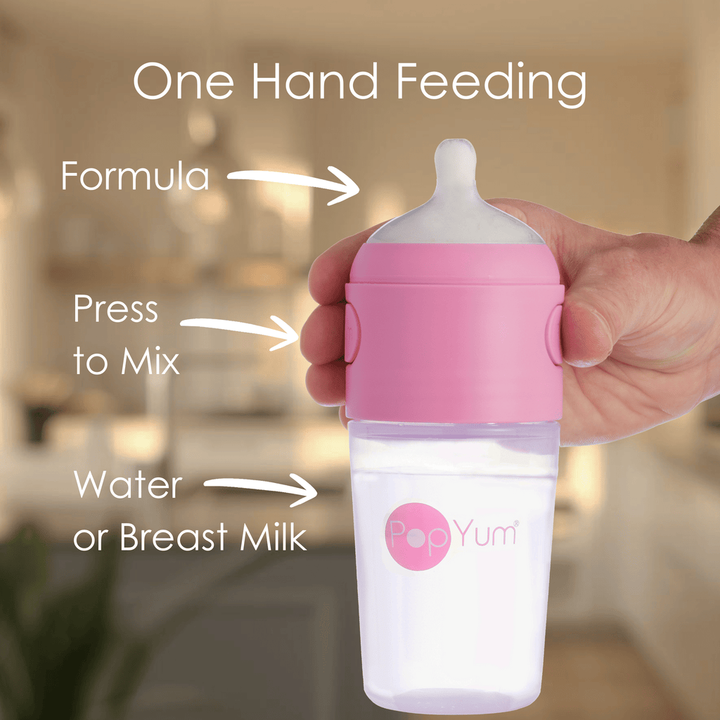 PopYum 9 oz Pink Formula Making Baby Bottle 3 - Pack with White Drying Rack Bundle - Shop Avnu