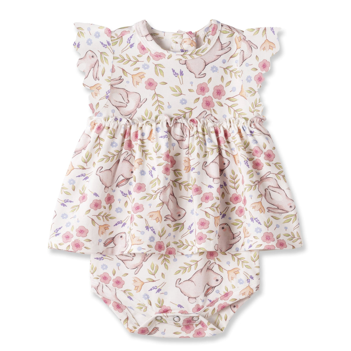 Bunny Blooms Baby Girl's Bamboo Skirted Bodysuit for Easter - Shop Avnu