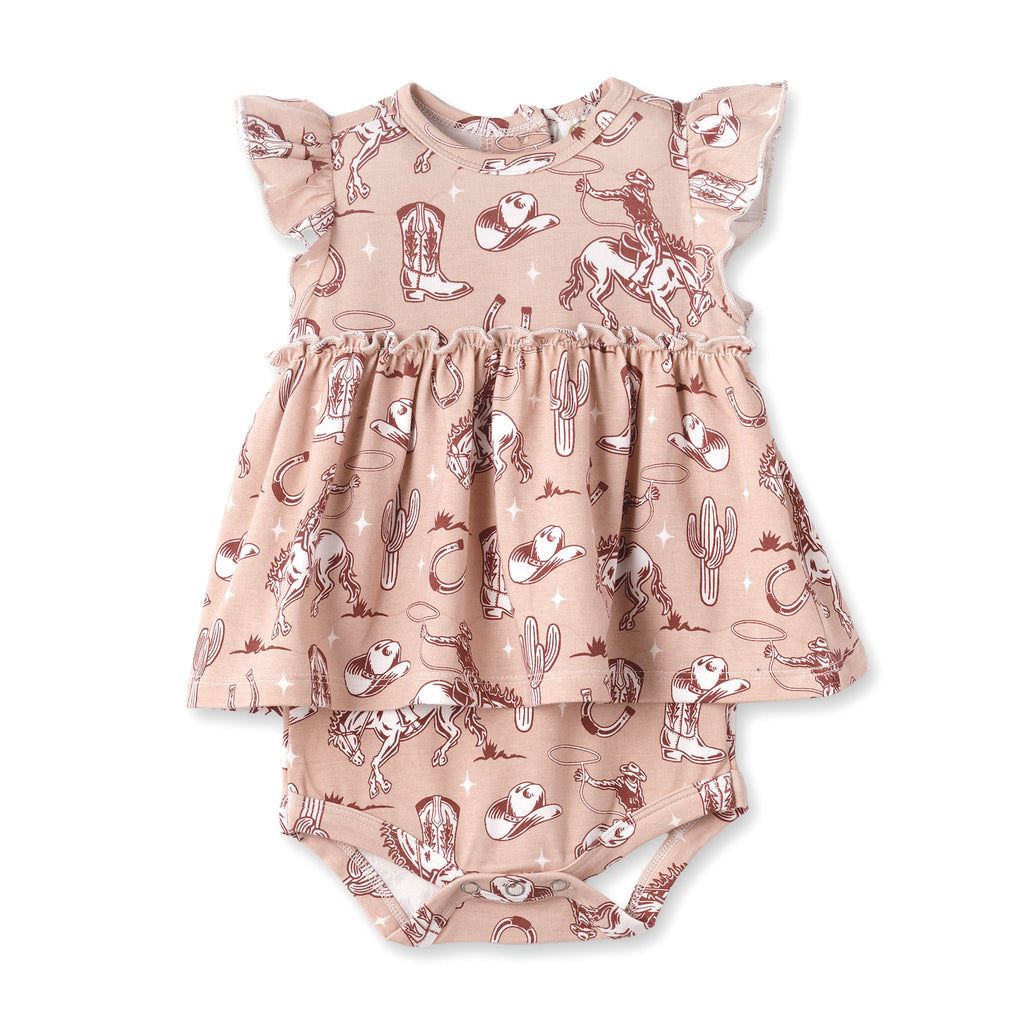 Wild Wrangler/Pink Bamboo Cowgirl Western Skirted Bodysuit - Shop Avnu