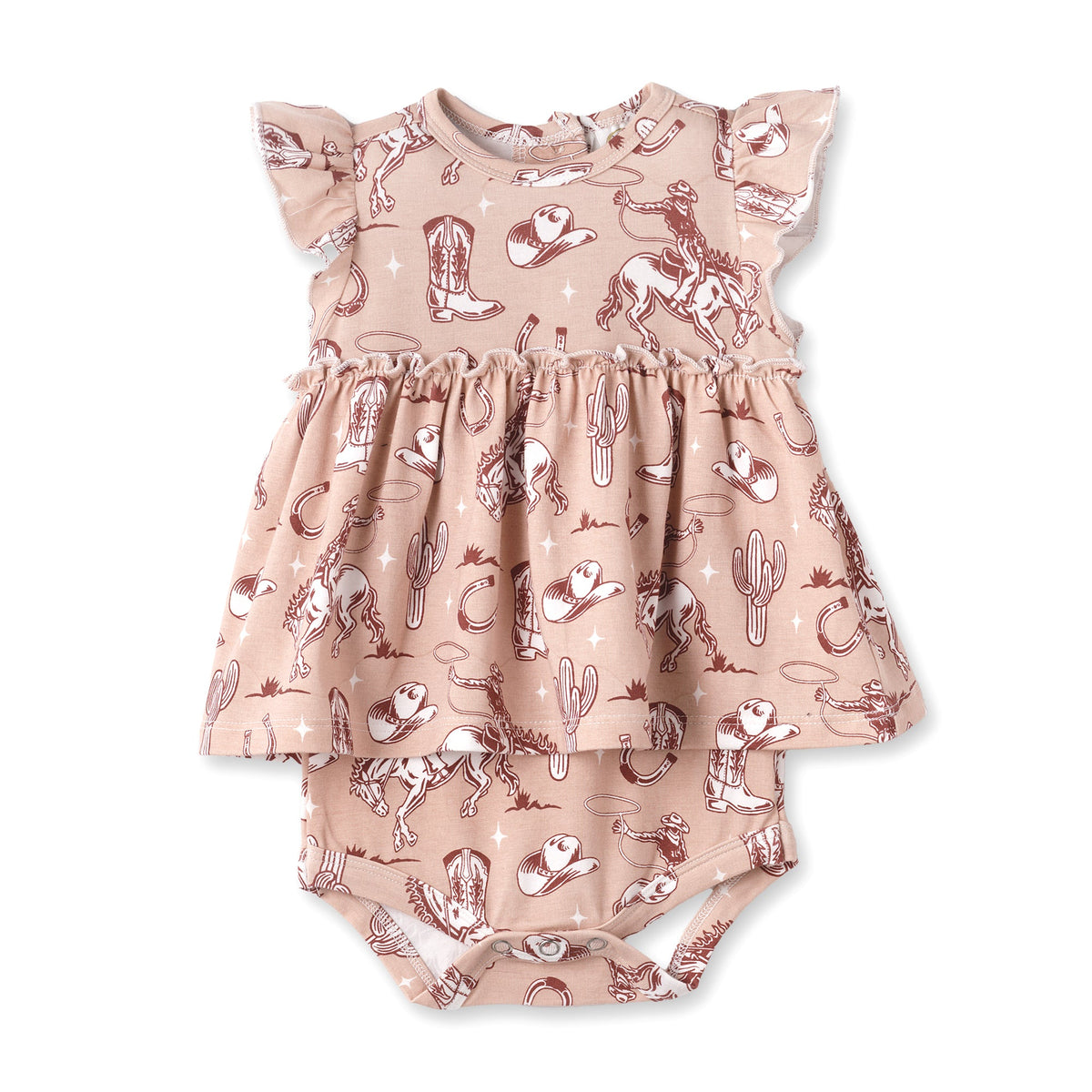 Wild Wrangler/Pink Bamboo Cowgirl Western Skirted Bodysuit - Shop Avnu
