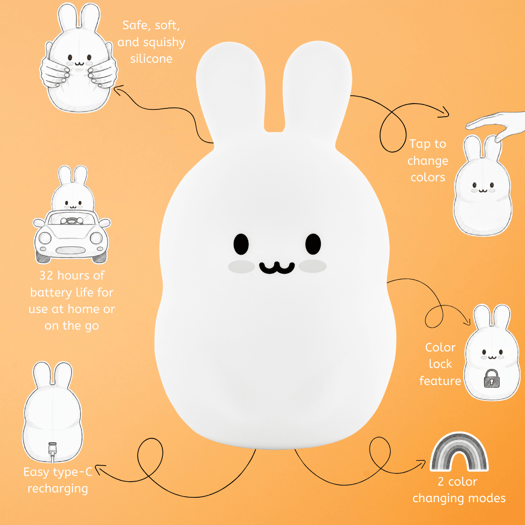LumiPets® Basil the Bunny - Children's Touch Night Light Junior - Shop Avnu