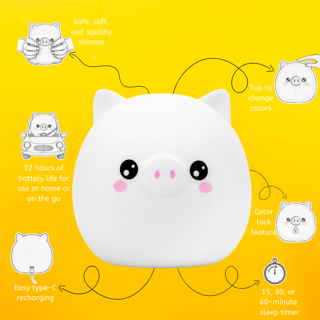 LumiPets® Percy the Pig - Children's Touch Night Light - Shop Avnu