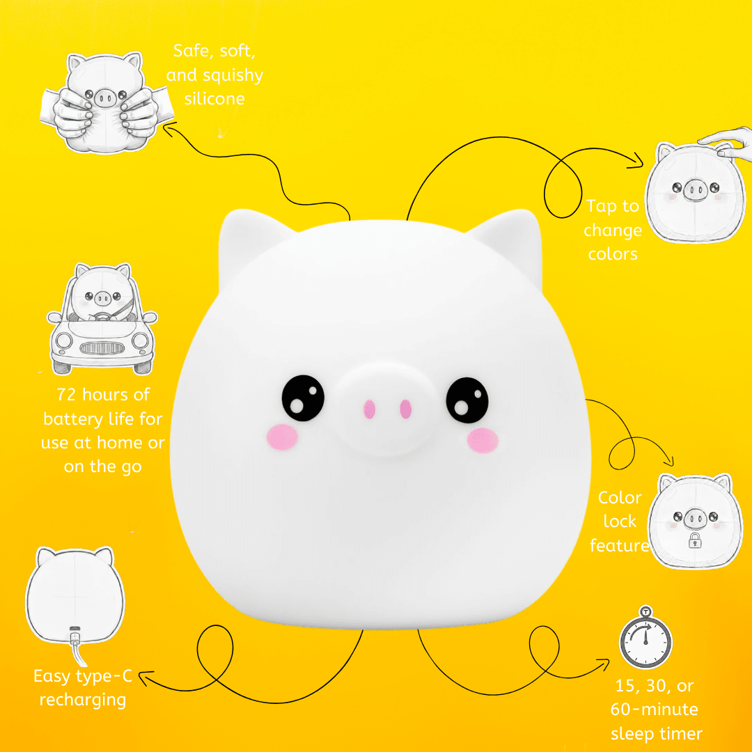 LumiPets® Percy the Pig - Children's Touch Night Light - Shop Avnu