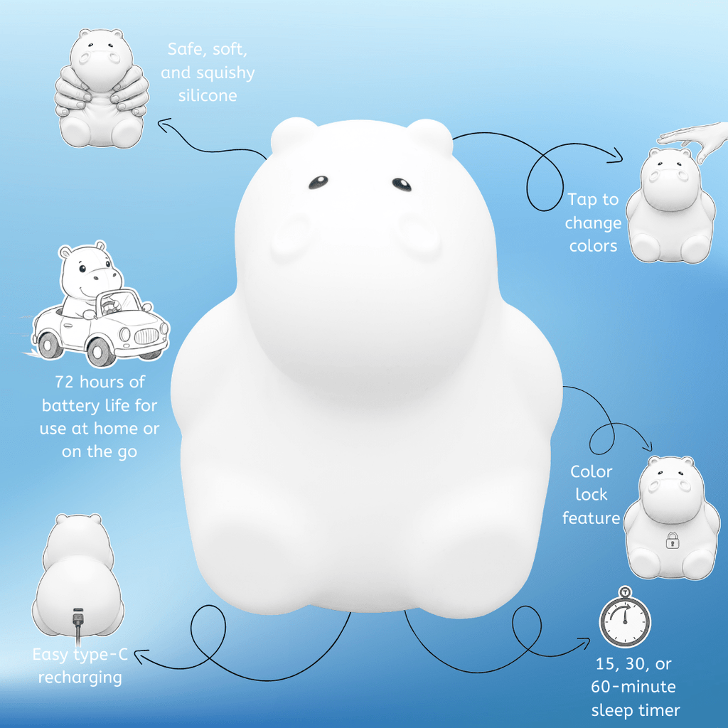 LumiPets® Honey the Hippo - Children's Touch Night Light - Shop Avnu