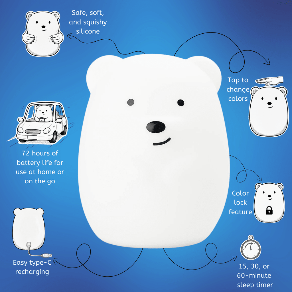 LumiPets® Benny the Bear - Children's Touch Night Light - Shop Avnu
