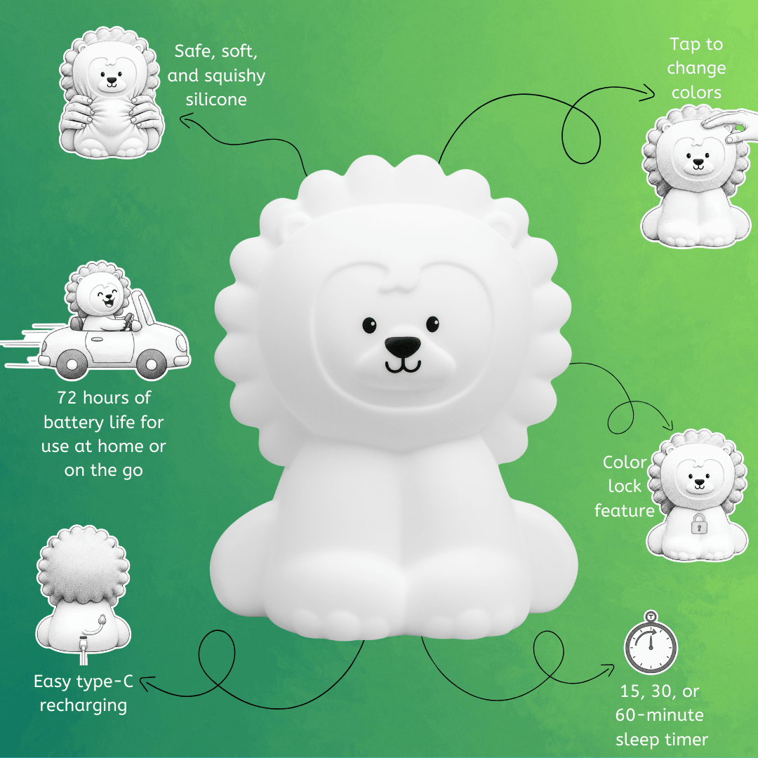 LumiPets® Luther the Lion - Children's Touch Night Light - Shop Avnu