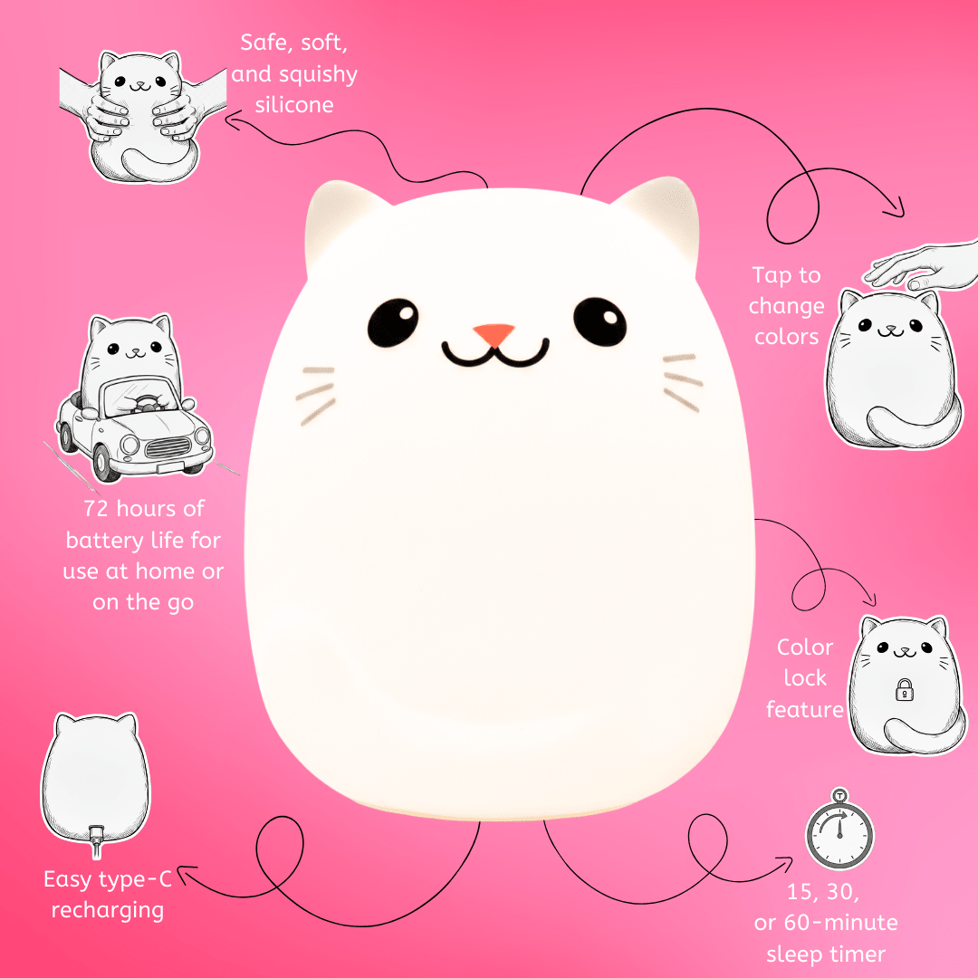 LumiPets® Clive the Cat - Children's Touch Night Light - Shop Avnu
