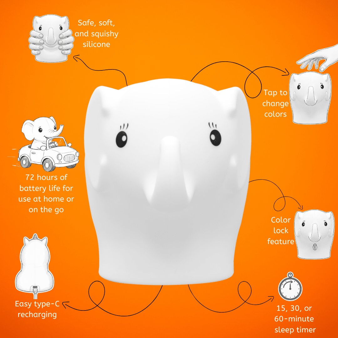 LumiPets® Eggbert the Elephant - Children's Touch Night Light - Shop Avnu