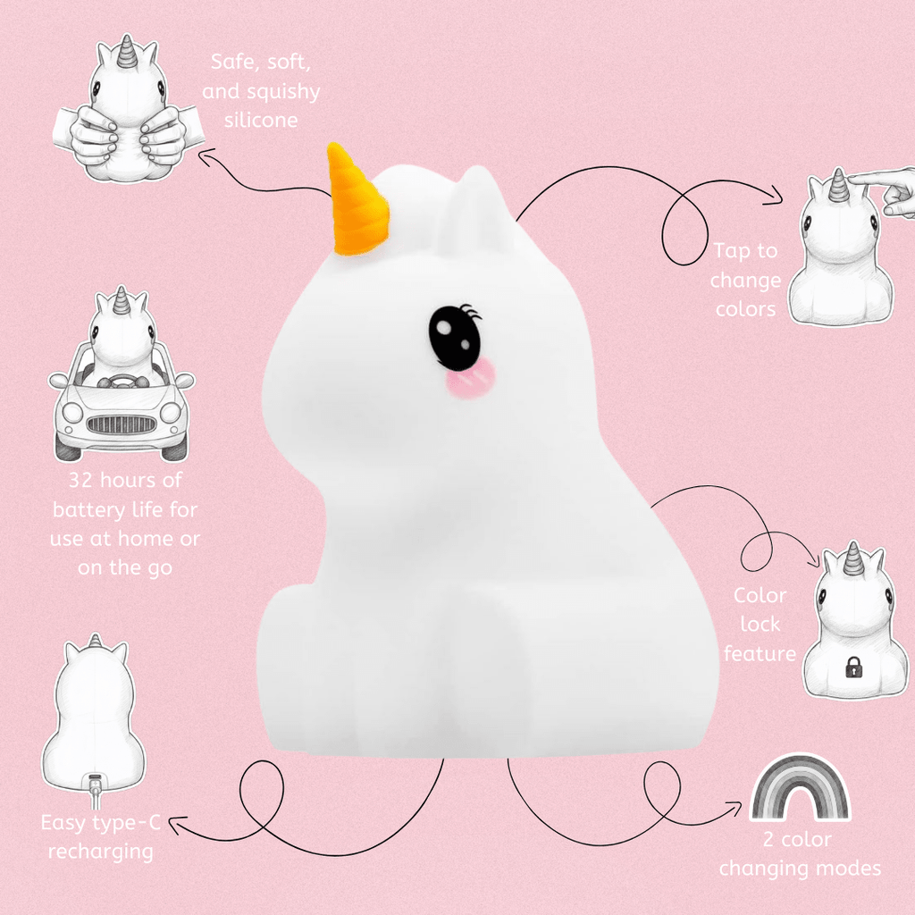 LumiPets® Junior Unicorn - Children's Nursery Touch Night Light - Shop Avnu