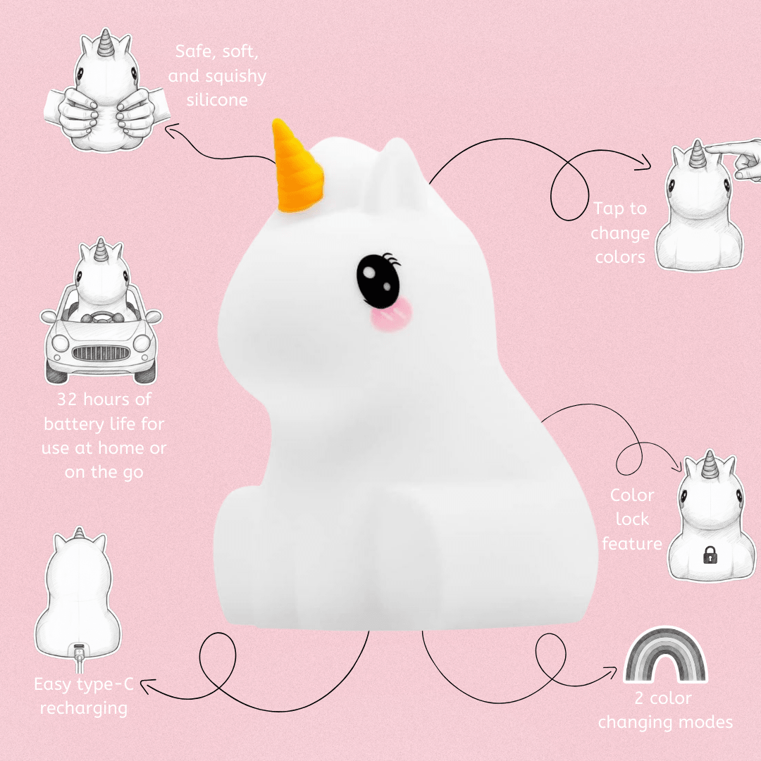 LumiPets® Junior Unicorn - Children's Nursery Touch Night Light - Shop Avnu