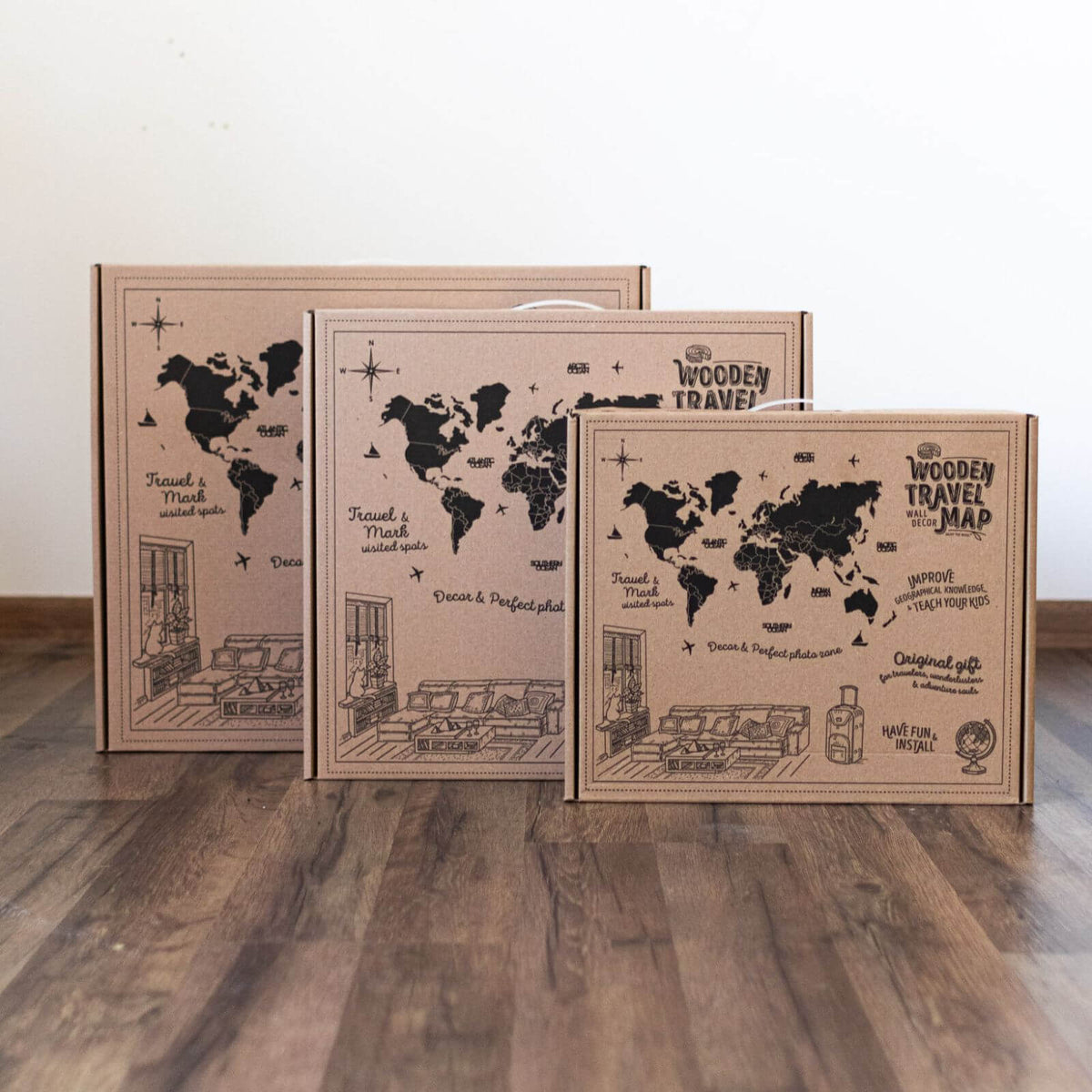 3D LED Wooden World Map 2.0 Terra