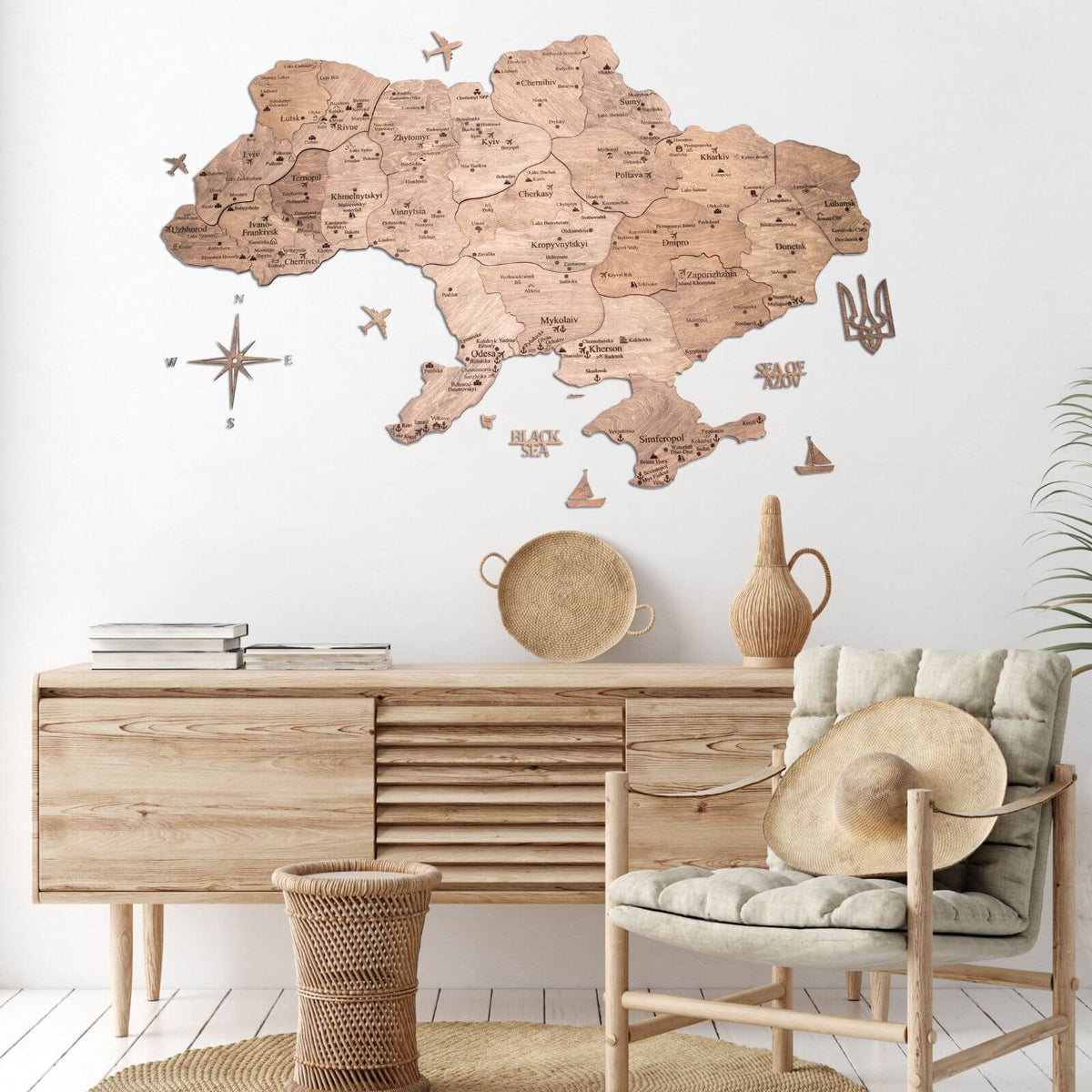 Wooden Map of Ukraine Multicolor