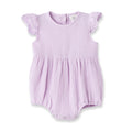 Lavendar Gauze Baby Bodysuit w/Eyelet Flutter Sleeves - Shop Avnu