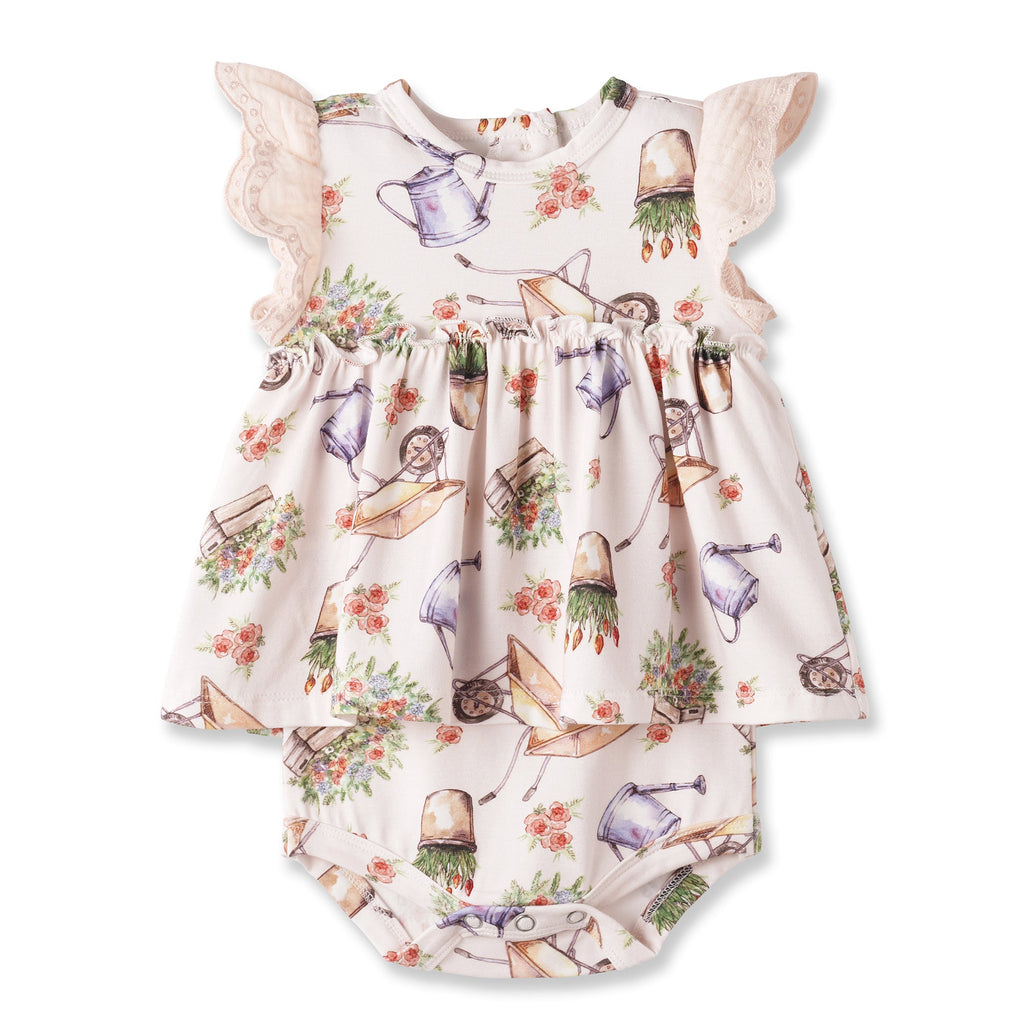 Sweet Garden Skirted Bodysuit – Bamboo Baby Outfit - Shop Avnu