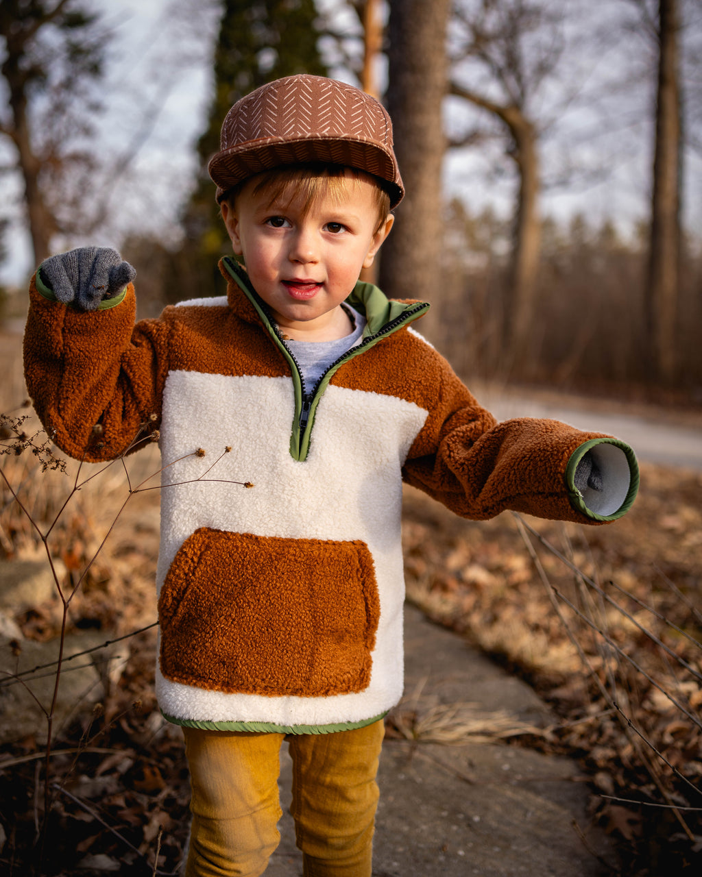 Tan Camel Sherpa - Plush Warm lined Pullover Sweatshirt