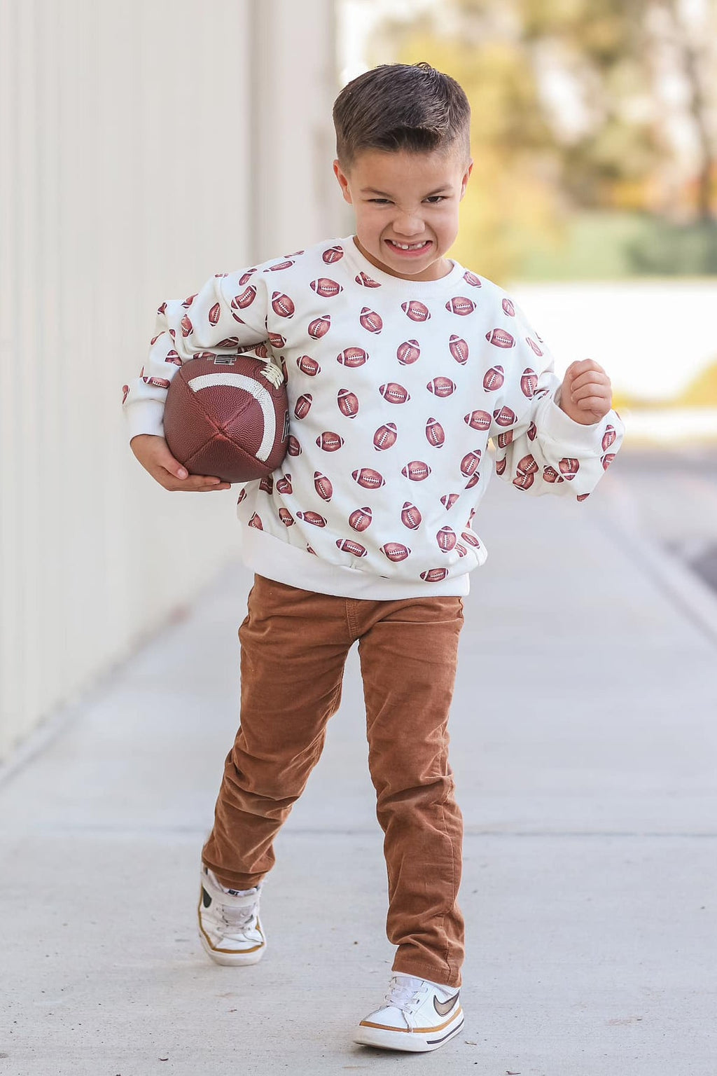 Football Print Crewneck Sweatshirt - Shop Avnu