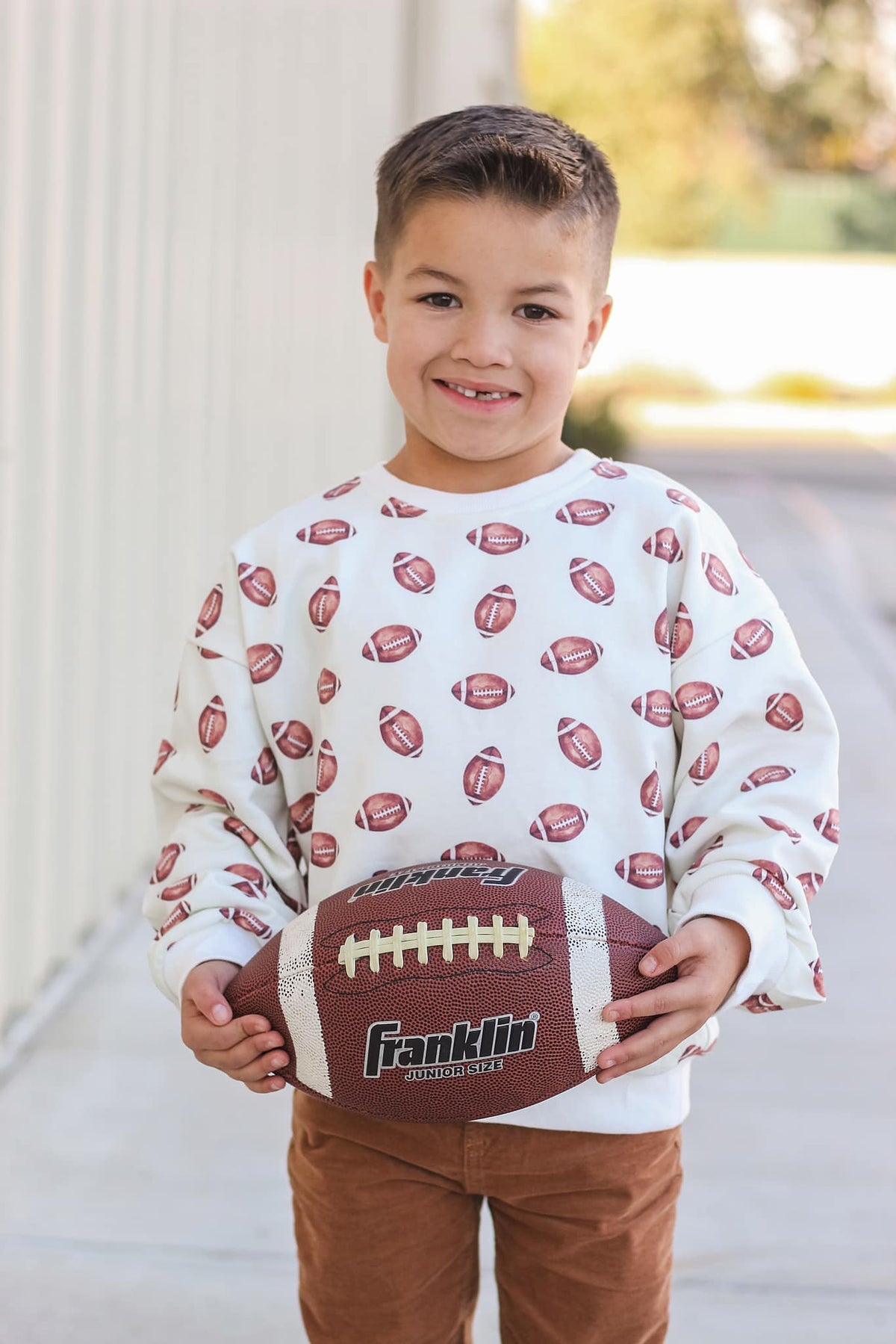 Football Print Crewneck Sweatshirt - Shop Avnu