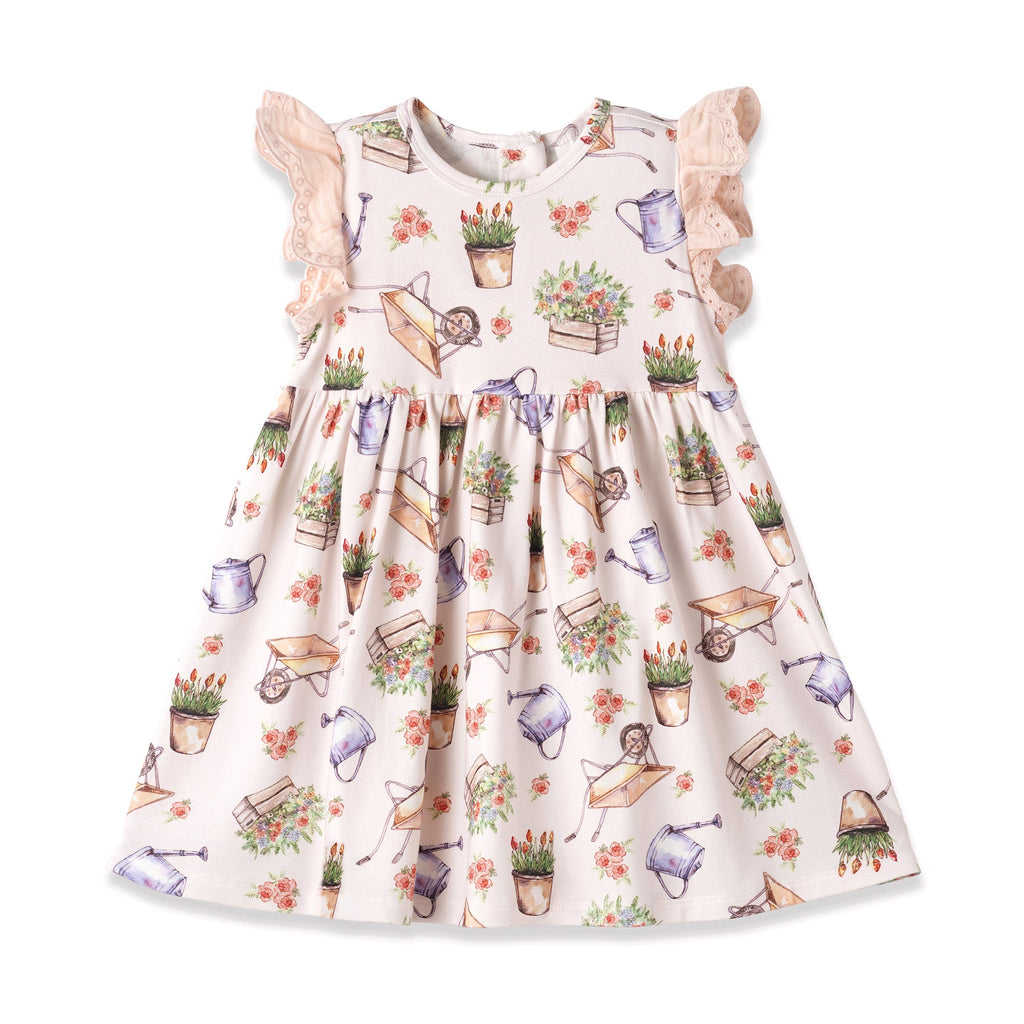 Petal Patch Baby Girl Dress – Bamboo & Eyelet Garden Dress - Shop Avnu