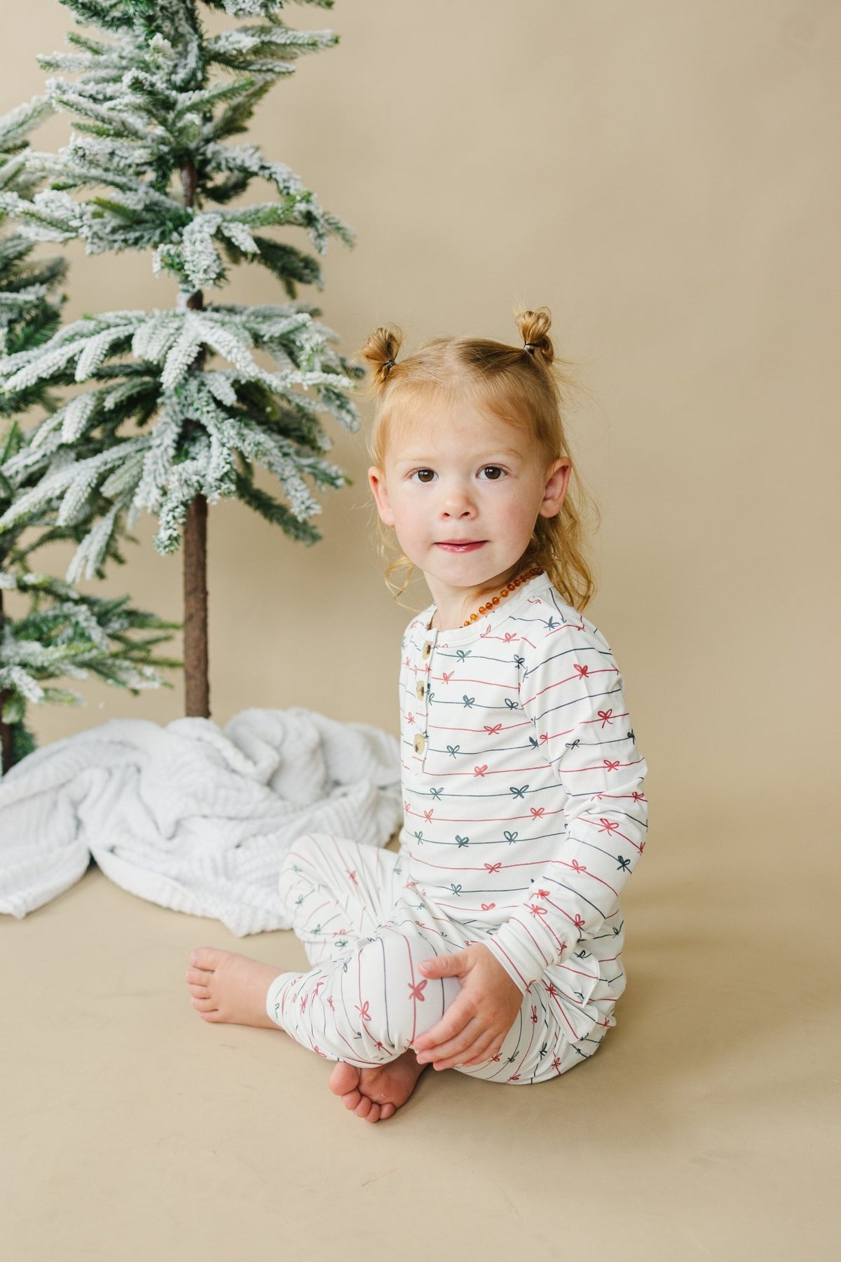 Tied with a Bow Christmas 2pc Henley Bamboo Pajamas - Shop Avnu