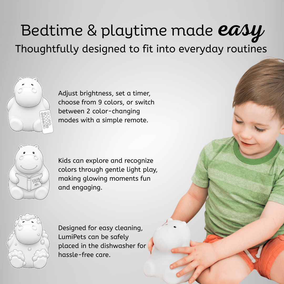 LumiPets® Honey the Hippo - Children's Touch Night Light - Shop Avnu