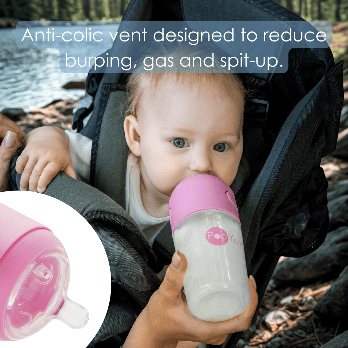 PopYum 5oz Anti - Colic Baby Bottle for Breast and Formula Feeding, 3 - Pack, Pink, 1 Slow Flow Nipples - Shop Avnu