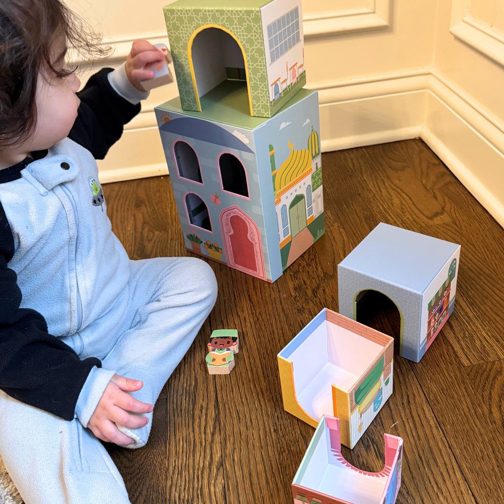 Stacking Houses (Set of 5 Houses and 3 Hardwood Characters) - Shop Avnu